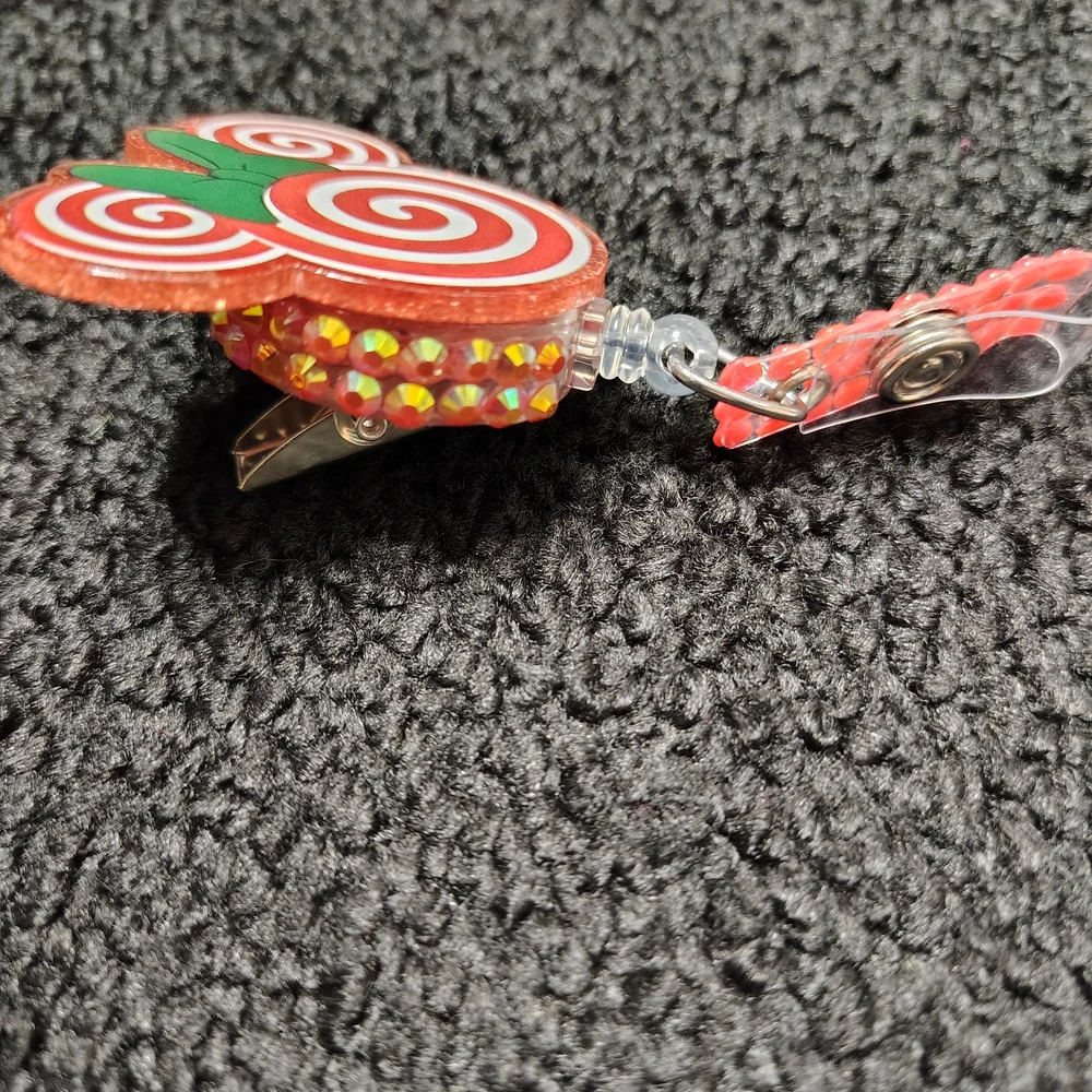 Minnie Mouse Ears Peppermint Christmas Badge Reel Id Holder Retractable Badge